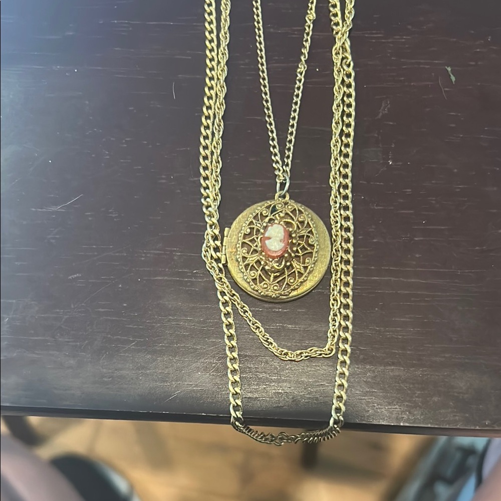 Gold Pendant Necklace with Intricate Design